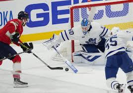 Joseph Woll makes a save against the Florida Panthers.