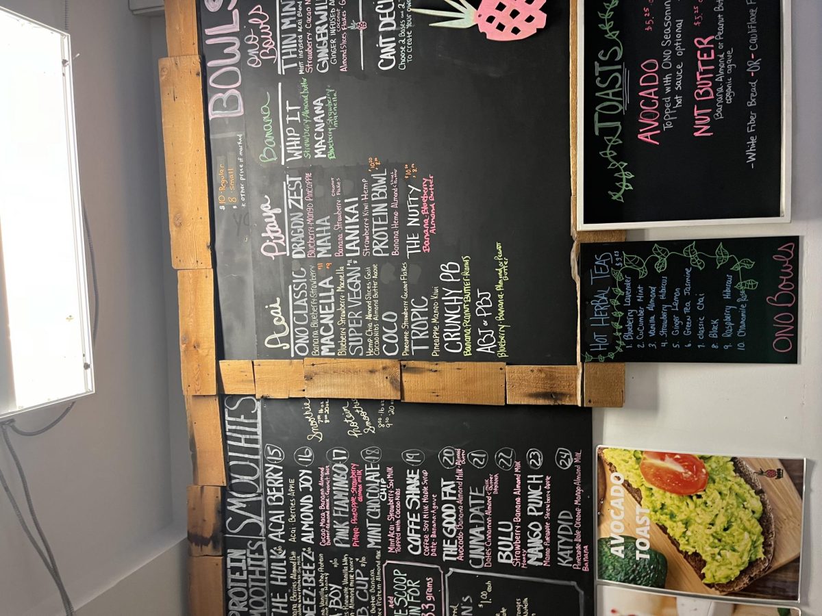 Here is the menu for Ono Bowls in Westfield, NJ. There is a large variety of healthy choices. 
