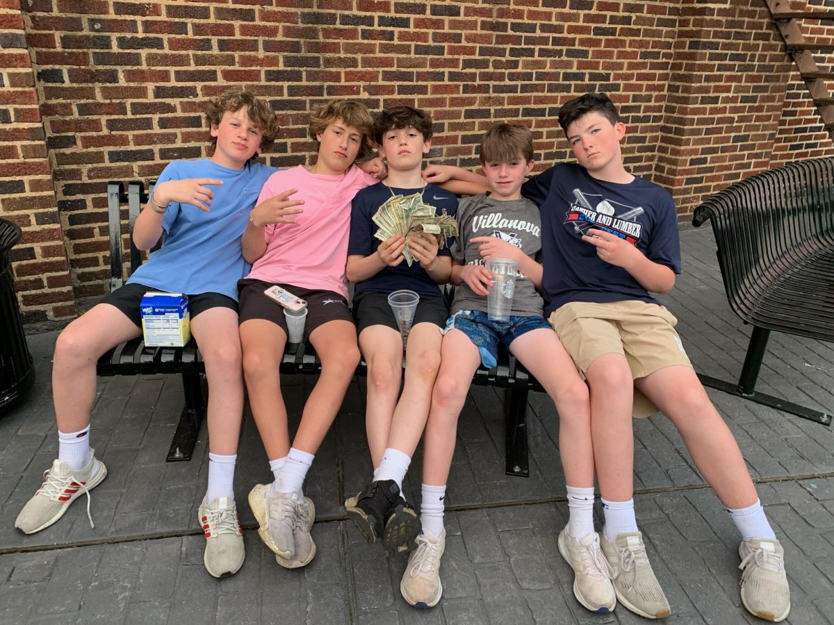 Current+eighth+graders+Ben+Keenan%2C+Luke+Cueto%2C+Drew+Walsh%2C+Luke+Ehrlich%2C+and+Jack+Doherty+hanging+out+in+town+behind+Starbucks+after+creating+a+lemonade+stand+last+spring.+