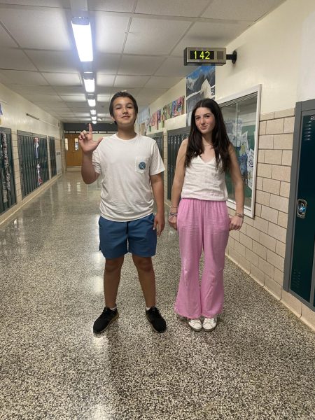Here are eighth graders Casey Gilford and Nicole DiMattina showing off their spring fashion choices. 