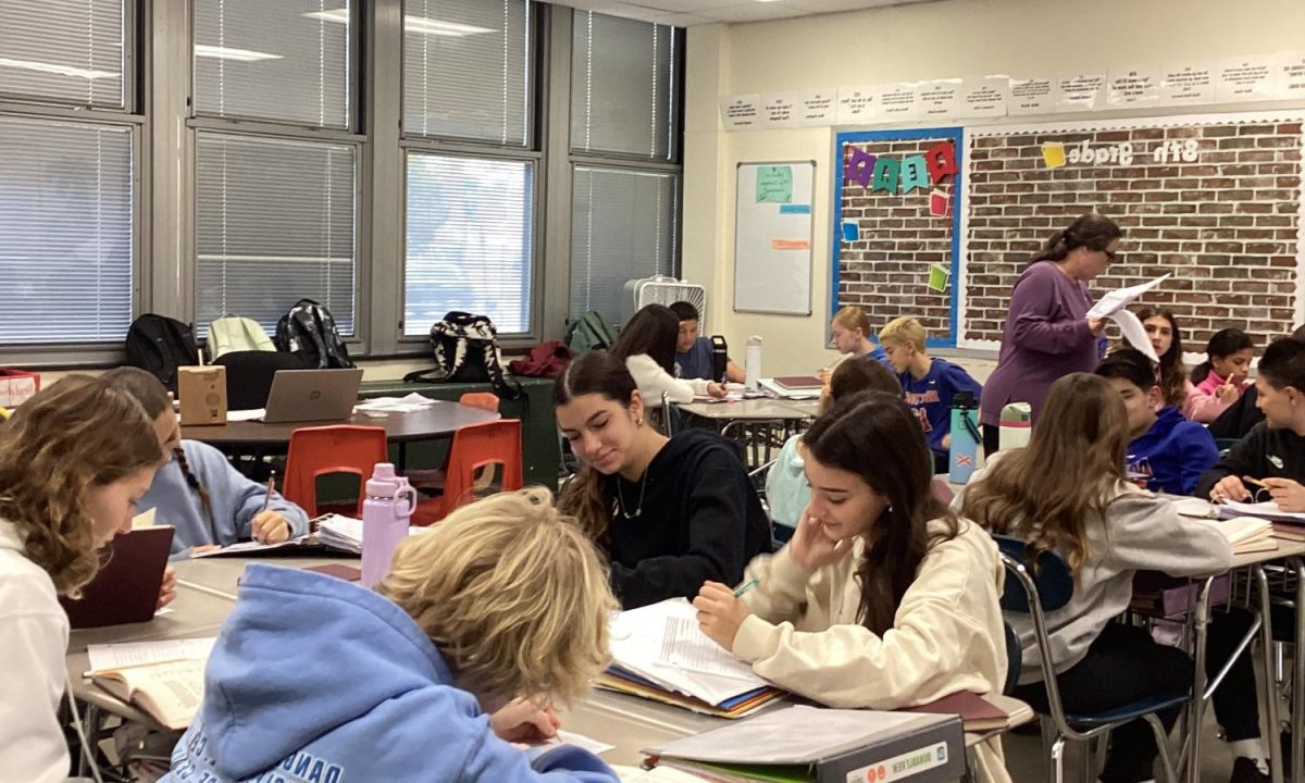 7th graders in EMrs. Debbie Vezos' ELA class are working hard during the school day. They may want a free period to decompress. 