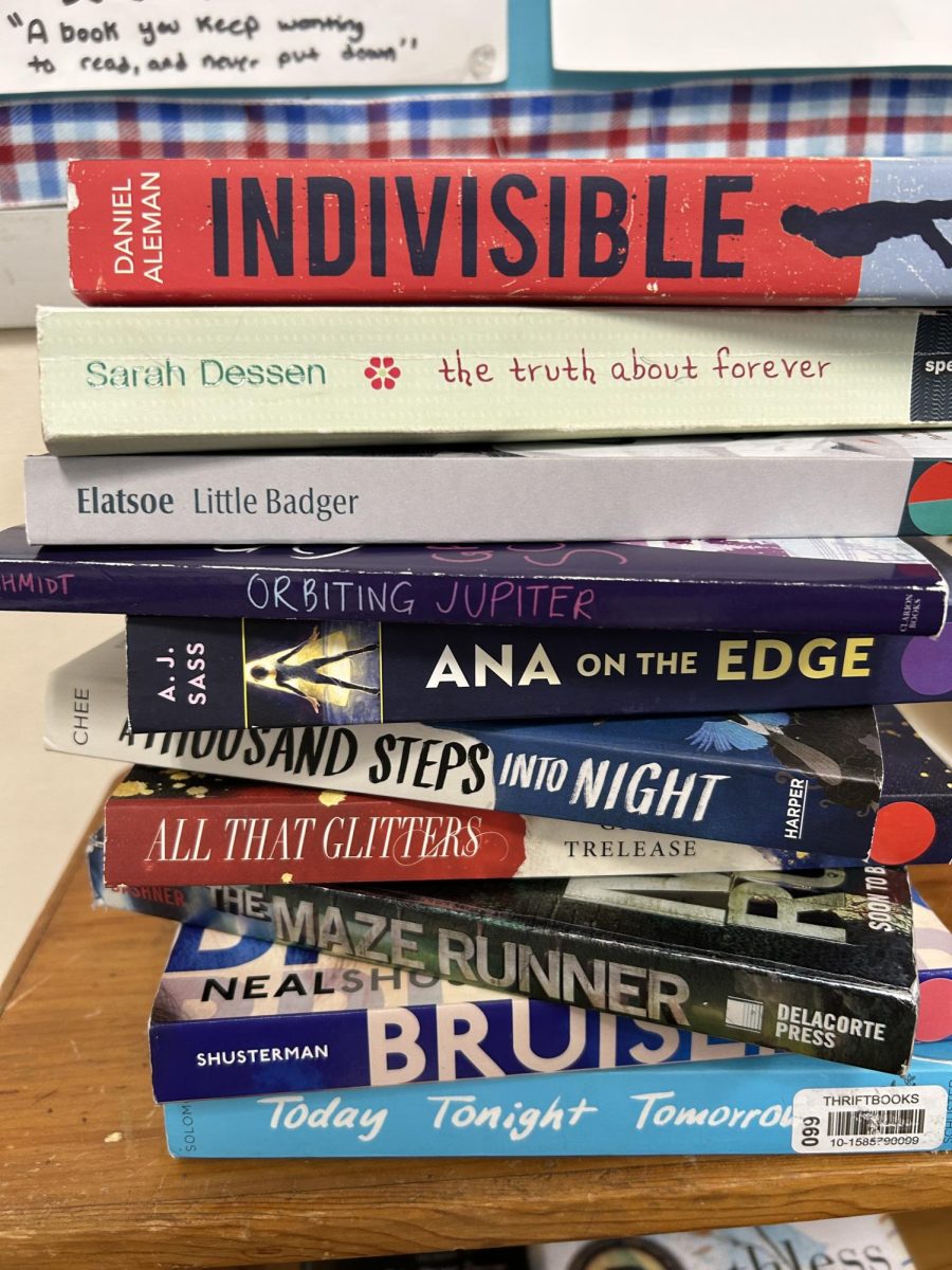 Here are some student favorites from eighth grade ELA teacher Erin Meade's bookshelf in her classroom. 